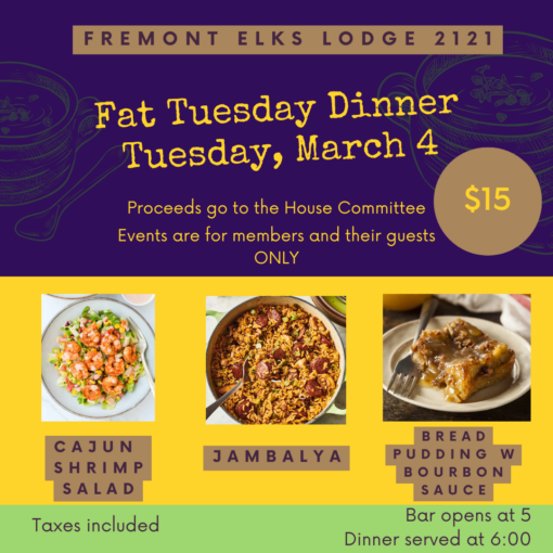 Tuesday Night Dinner - Fat Tuesday Dinner